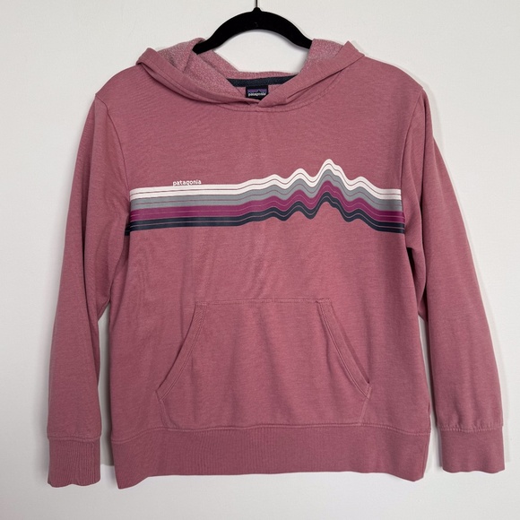 Patagonia Kids Lightweight Hoody Sweatshirt Ridge Rise Light Star Pretty Pink XL - Picture 3 of 15